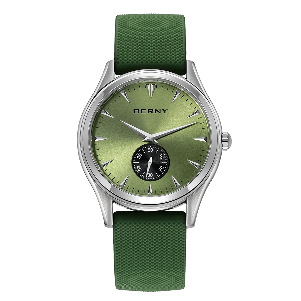 

BERNY кварцевые часы для мужчин, силиконовые повседневные наручные часы 5ATM, водонепроницаемые мужские наручные часы, модные универсальные кварцевые часы для мужчин
