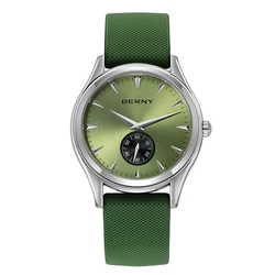 BERNY Quartz Watch for Men Silicone Casual Wristwatch 5ATM Waterproof Men Wristwatches Fashion Versatile Quartz Watches for Men