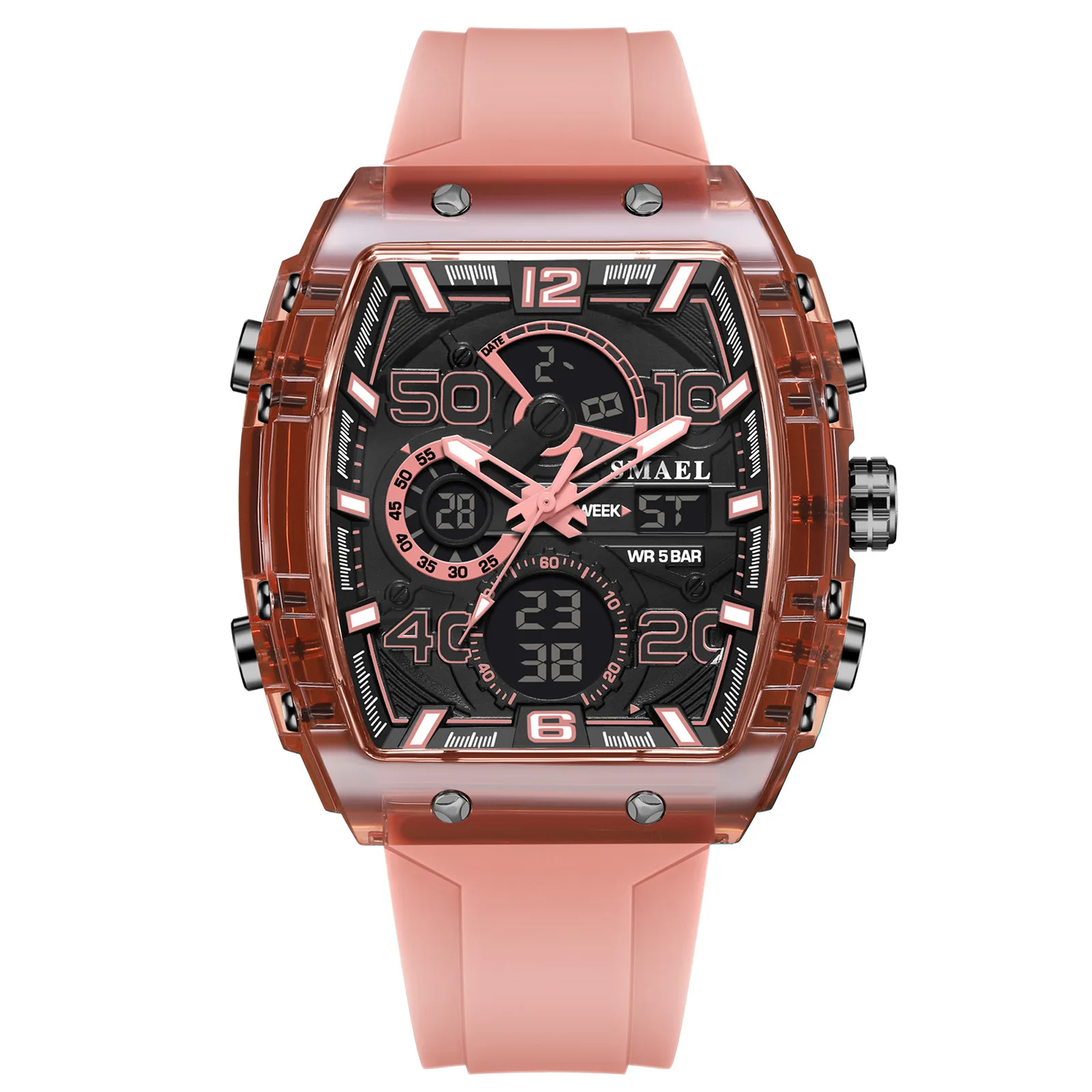 SMAEL 8109 Nouvelle Montre Pour Hommes Sport Multifuncional 50M Étanche Doble Display LED Veilleuse Estudiante Electrónica
