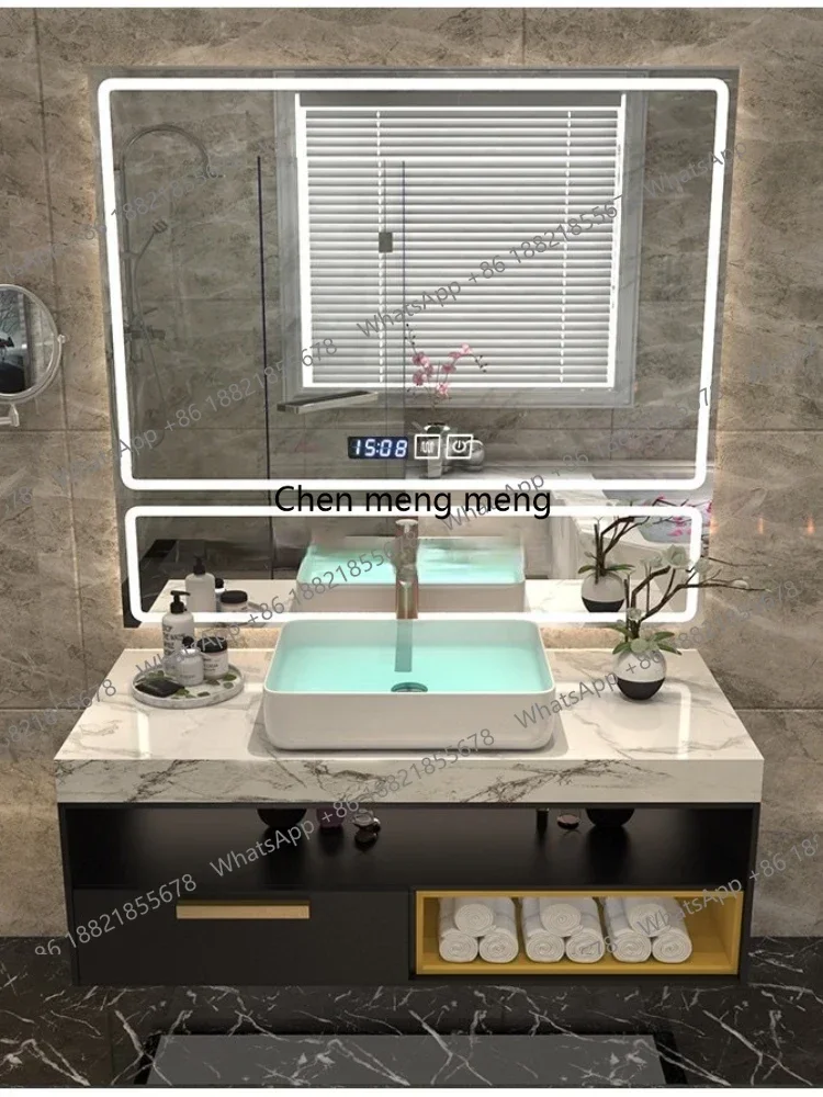 

RR Популярный современный настенный туалетный столик для ванной комнаты, туалетный столик для ванной комнаты с мраморной столешницей