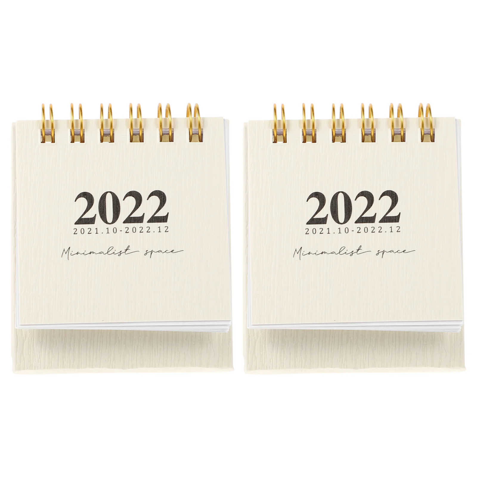 2 Pcs Desktop Calendar Mini Ornaments Office Home Beige Small Paper Calendars 2022 Decorative