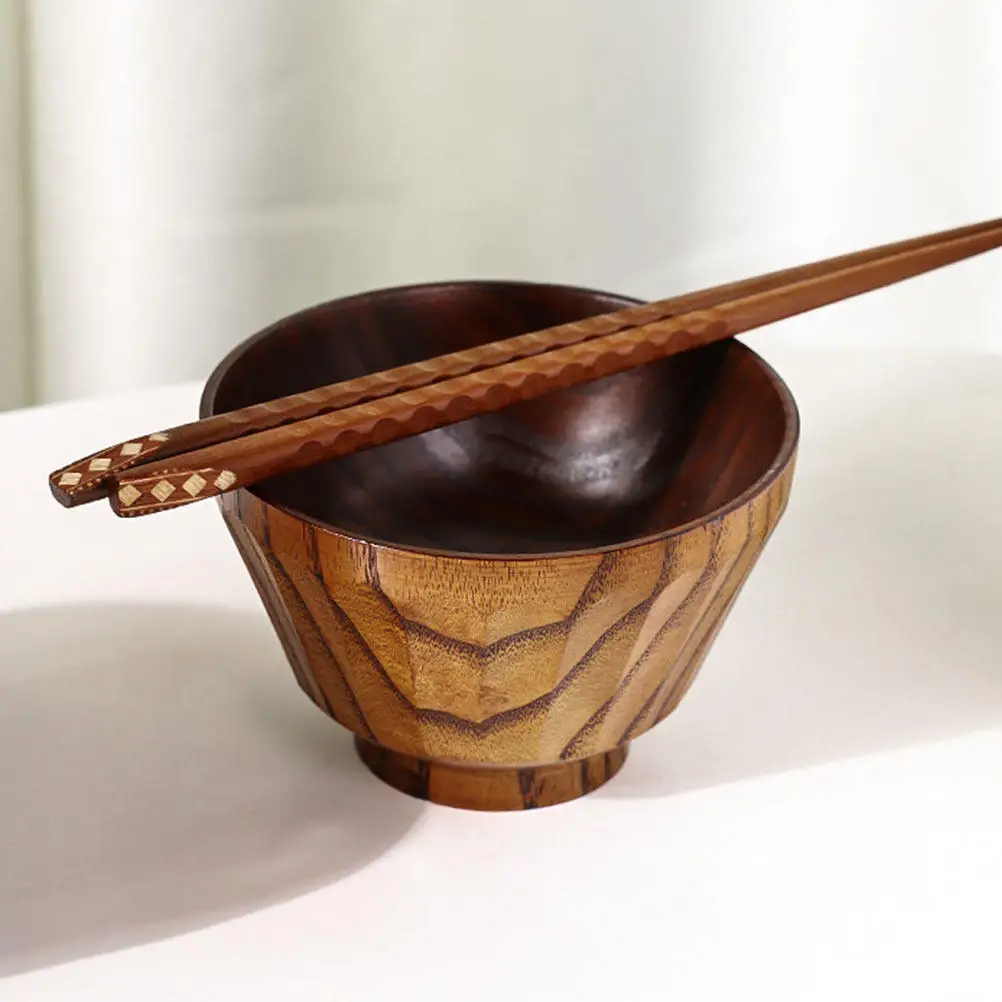 

1Pcs Baby Food Bowl Jujube Wood Soup Bowl Light Brown Heat Insulation Stable Standing Dessert Container