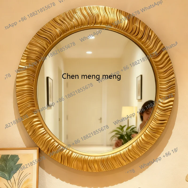 French retro bathroom gold bathroom mirror wall hanging American bedroom makeup mirror European living room