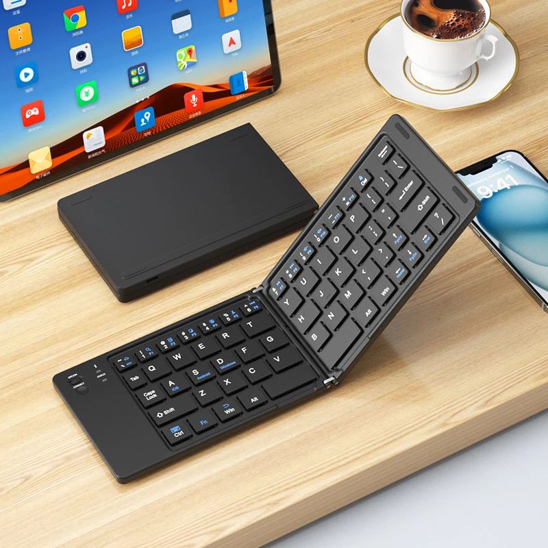 Rechargeable Mini Portable Folding Wireless Keyboard Foldable Keyboard Wireless Bluetooth for Laptop Mobile Phone