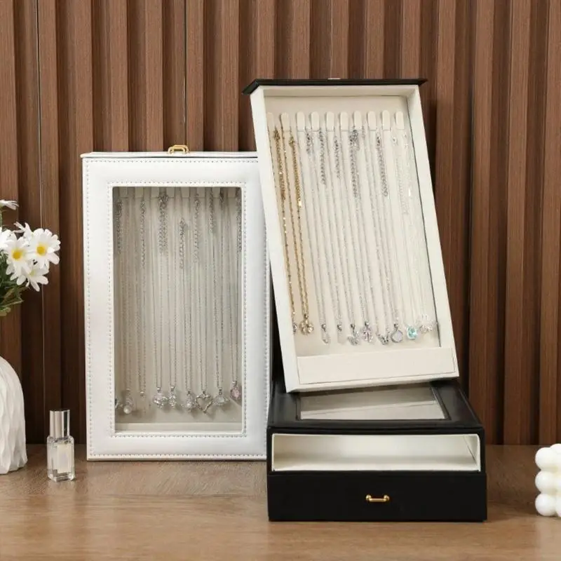  Double Sided Jewelry Storage Case for Necklaces with Pull-Out Access