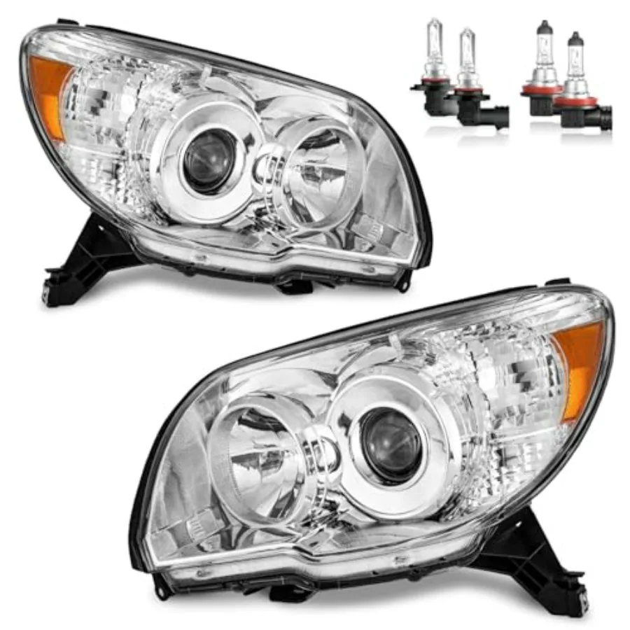 

Projector Headlights with Bulbs for 2006-2009 4Runner Limited Sport SR5 Chrome Housing Passenger and Driver Side Replacement