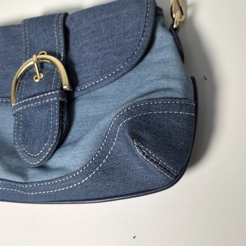 Women\'s Bag Simple Style 2024 Summer New Denim Small Lightweight Popular Large Capacity Single Shoulder Diagonal Dumpling Bag