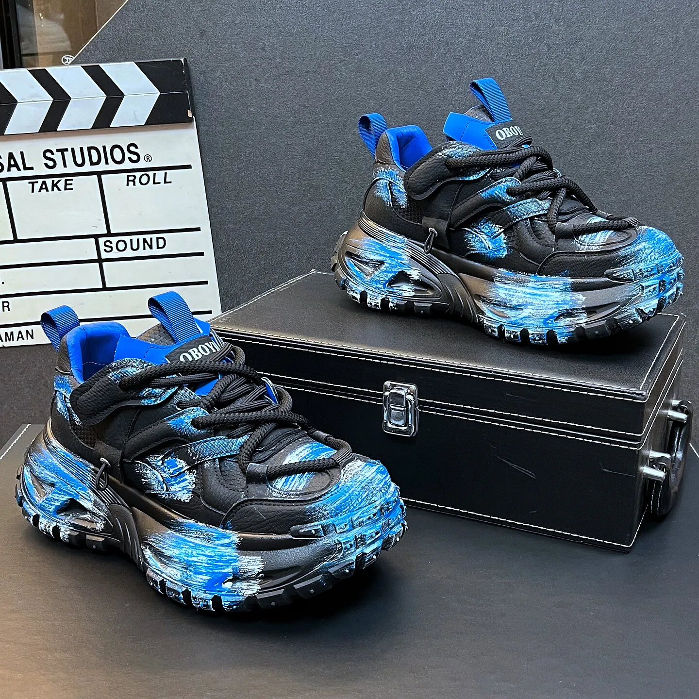 

Hot-selling washed-color height-increasing men's shoes, new casual shoes with thick soles, retro color-block design Dad shoes
