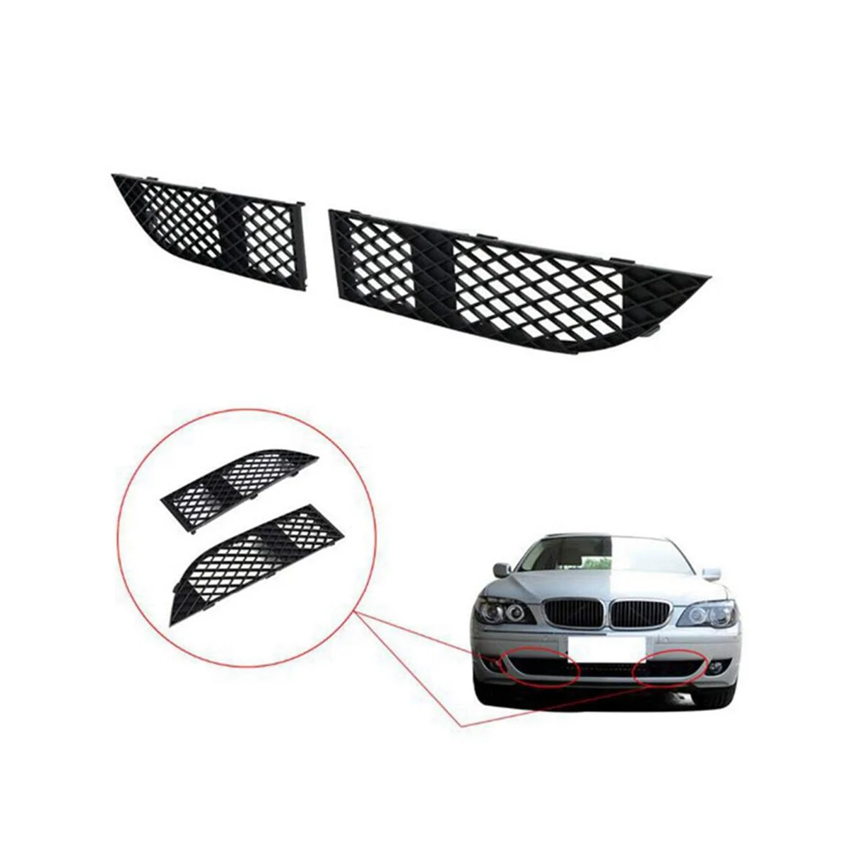 Bumper Grille Mesh Cover, automotivo para E65, E66, 7 Series 2005-2008, 51117135564, 51117135563