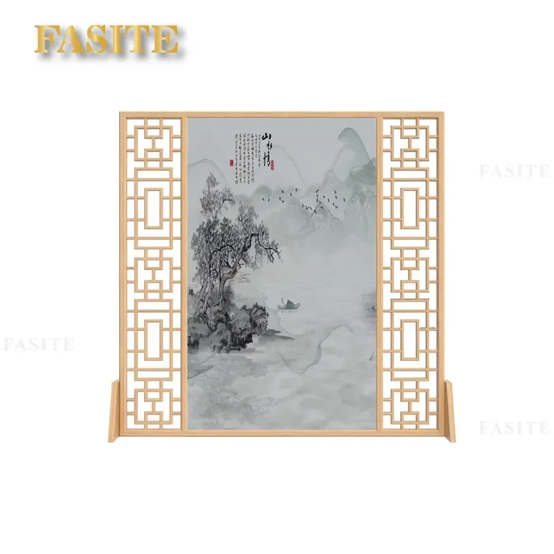 For New Chinese Style Solid Wood Screen Partition Entrance Return Shaped Seat Entry Door Blocking Living Room Hotel Tea Room