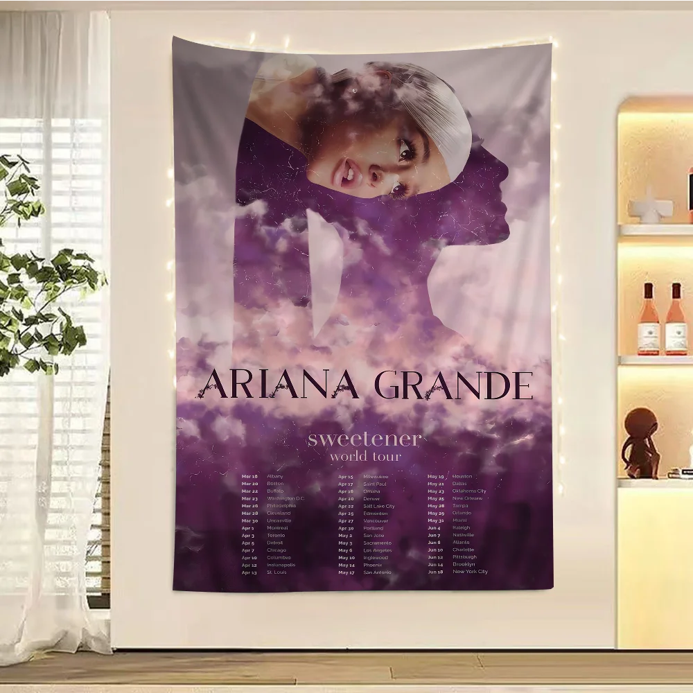 Singer Ariana-Grande Portrait Hippie Wall Hanging Tapestries For Living Room Home Dorm Decor Kawaii Room Decor