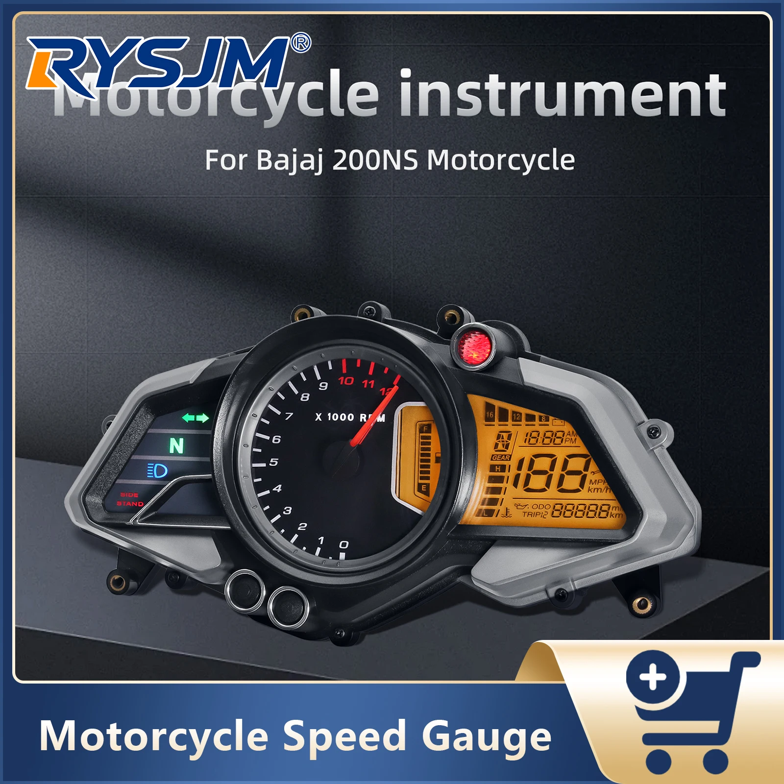 

Digital Motor Speedometer Tachometer Odometer Oil Pressure Water Temp Fuel Gauge With Turn Signal Dashboard For Bajaj 200NS