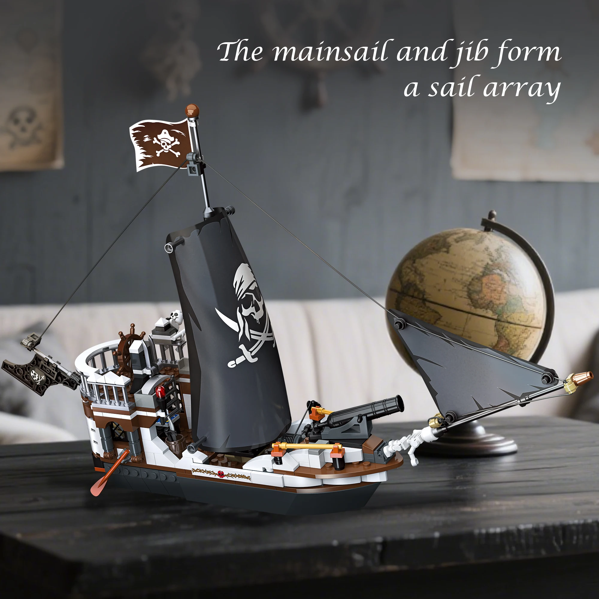 366 قطعة سفينة القراصنة اللبنات MOC مجموعة الهيكل العظمي التجديف المراكب الشراعية لعبة تعليمية نموذج للأولاد هدية مثالية #3