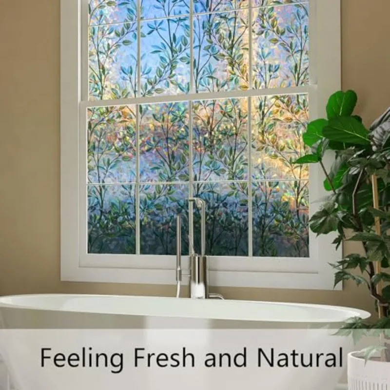 Rainbow Privacy Window Film Roll Static Cling No Glue Reusable Heat Block UV Block for Home Door Window Glass