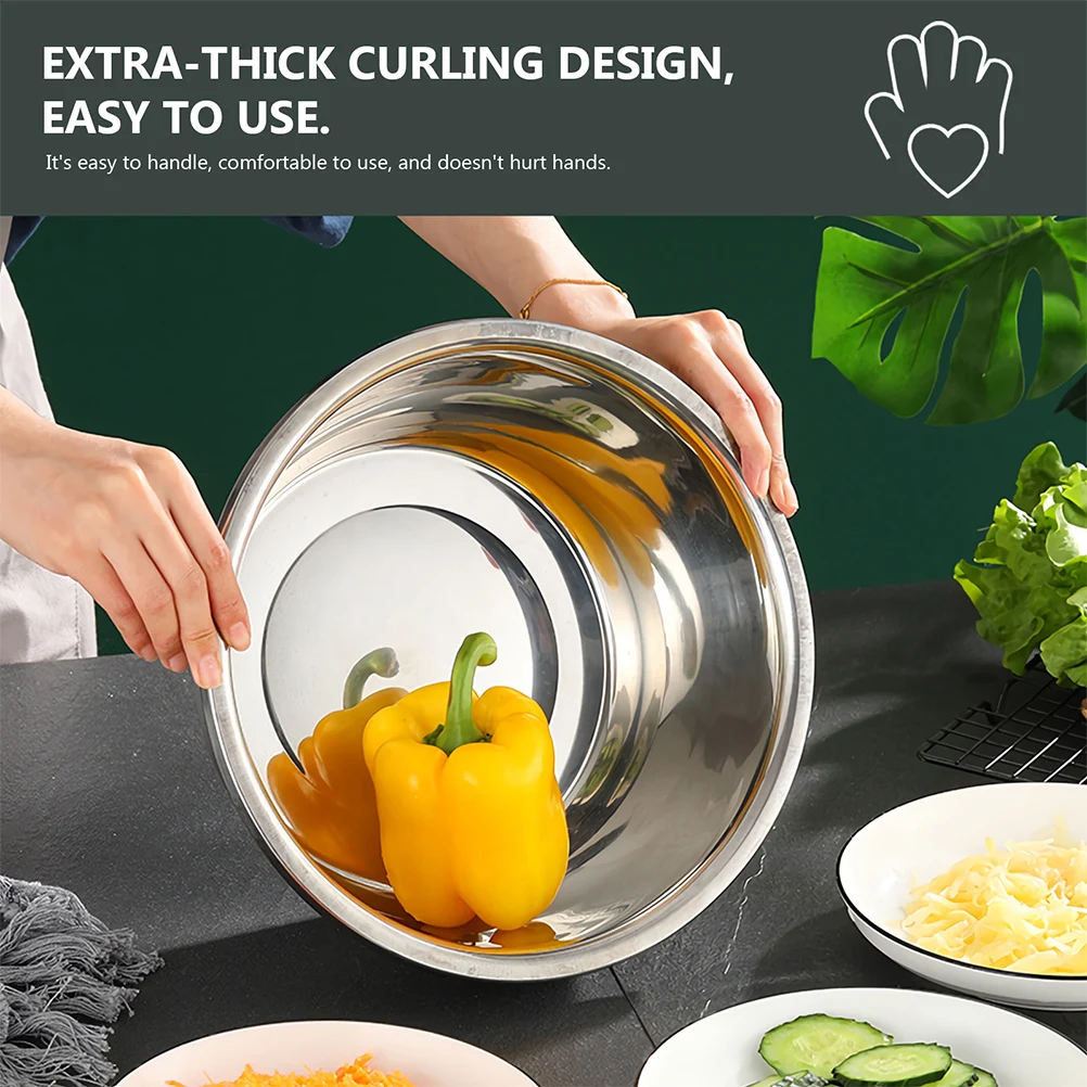 

1 set Stainless Steel Basin Set Multipurpose Kitchen Storage Basin Tool Silver Color Vegetable Fruit Rice Washer Storage