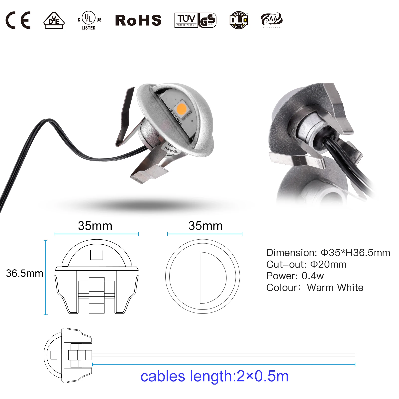 Imagem -03 - Qaca-multi Color Rgb Led Deck Light Iluminação Escada Ângulo de Feixe de 90 Graus Step Lamp Footlight Interior e Exterior Ip65