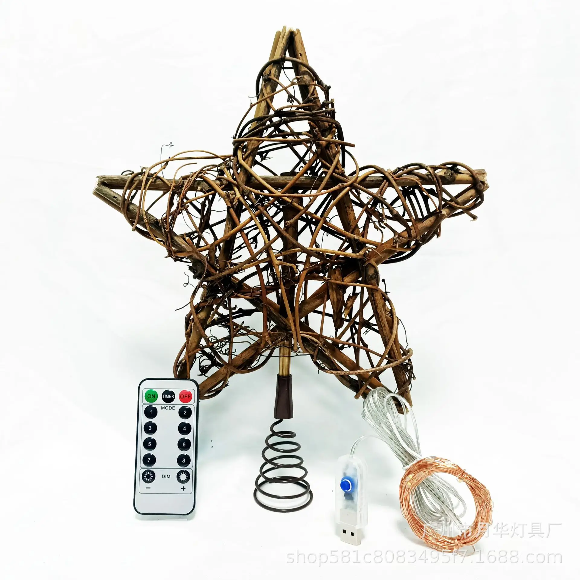 Christmas Rattan Star Treetop With Spring Support Xmas Tree Topper Decoration Christmas Tree Top Star Decoration