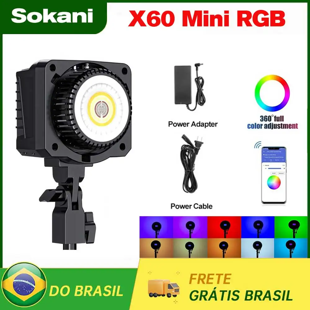 【DO BRASIL】Sokani X60 Mini RGB 60W LED Video Light for TikTok Youtube Photography Recording