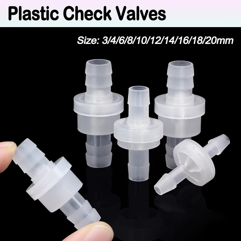 2-10pcs Plastic Check Valve One-Way Pagoda Inline Non-Return Gas Liquid Water Fluid  Stopper Diameter3/4/6/8/10/12/14/16/18/20mm