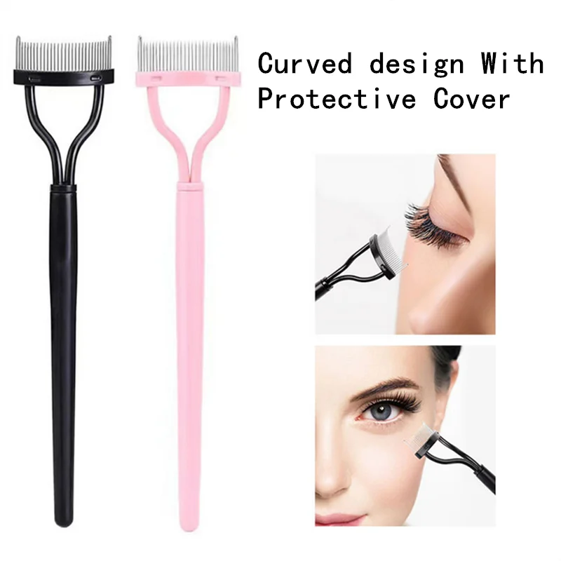 Séparateur de cils en métal, dents droites, recourbe-cils, maquillage de beauté, brosse à cils en acier inoxydable, peigne, Mascara, outil de maquillage, 1/3 pièces