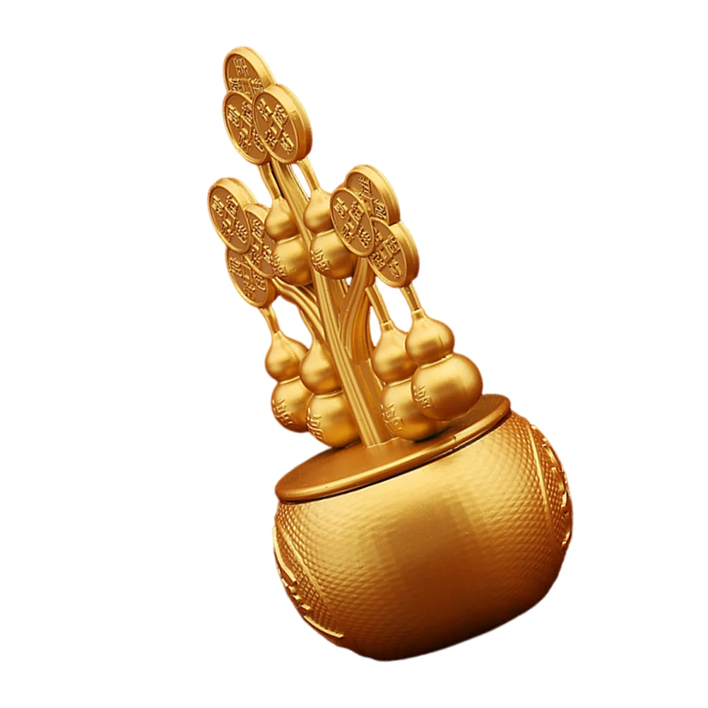 

Rotating Feng Shui Money Tree Gold Yuanbao Prosperity Wealth Home Decor Luck Statue nament Artificial Plant Mini Model