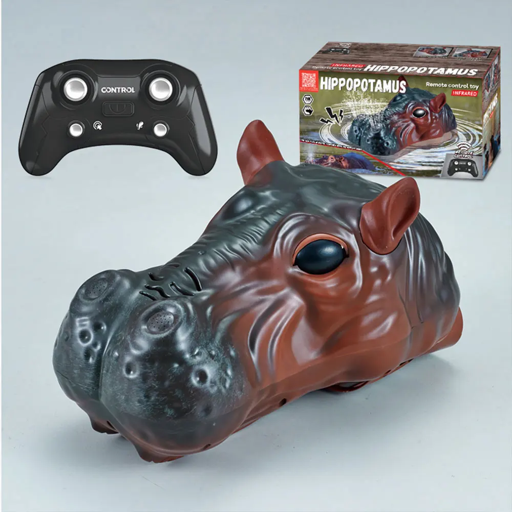 2025 Remote Control 2.4GHz Double Propeller Simulation Hippopotamus Boat Water Spraying Animal Model Electric RC Toy Gifts VG206