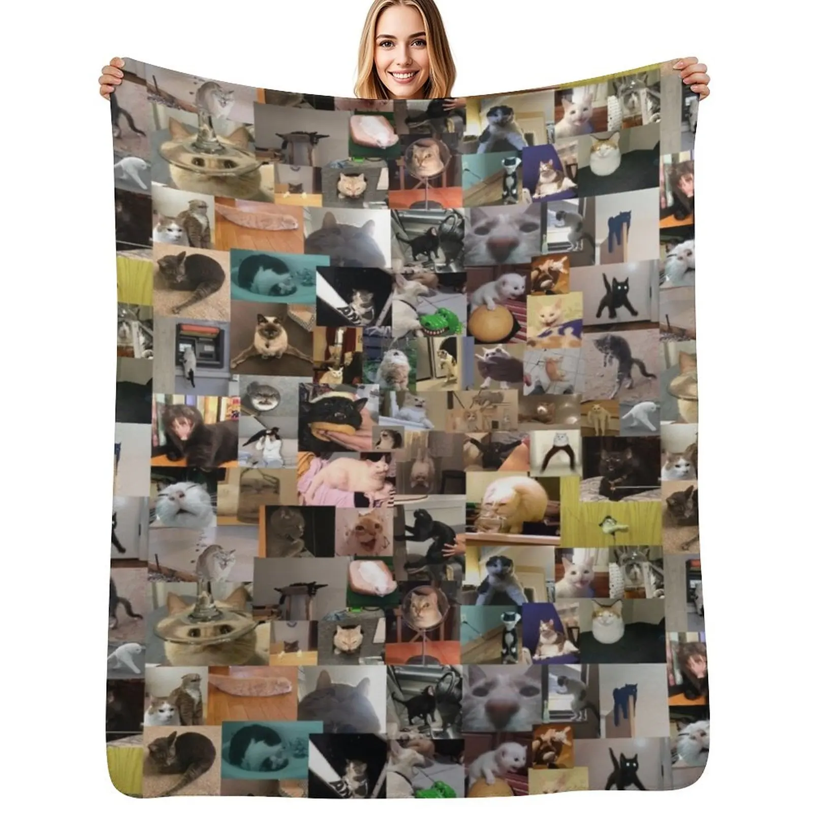 Ultimate Cursed Cats (4K) Throw Blanket Machine Washable Soft Warm Blanket