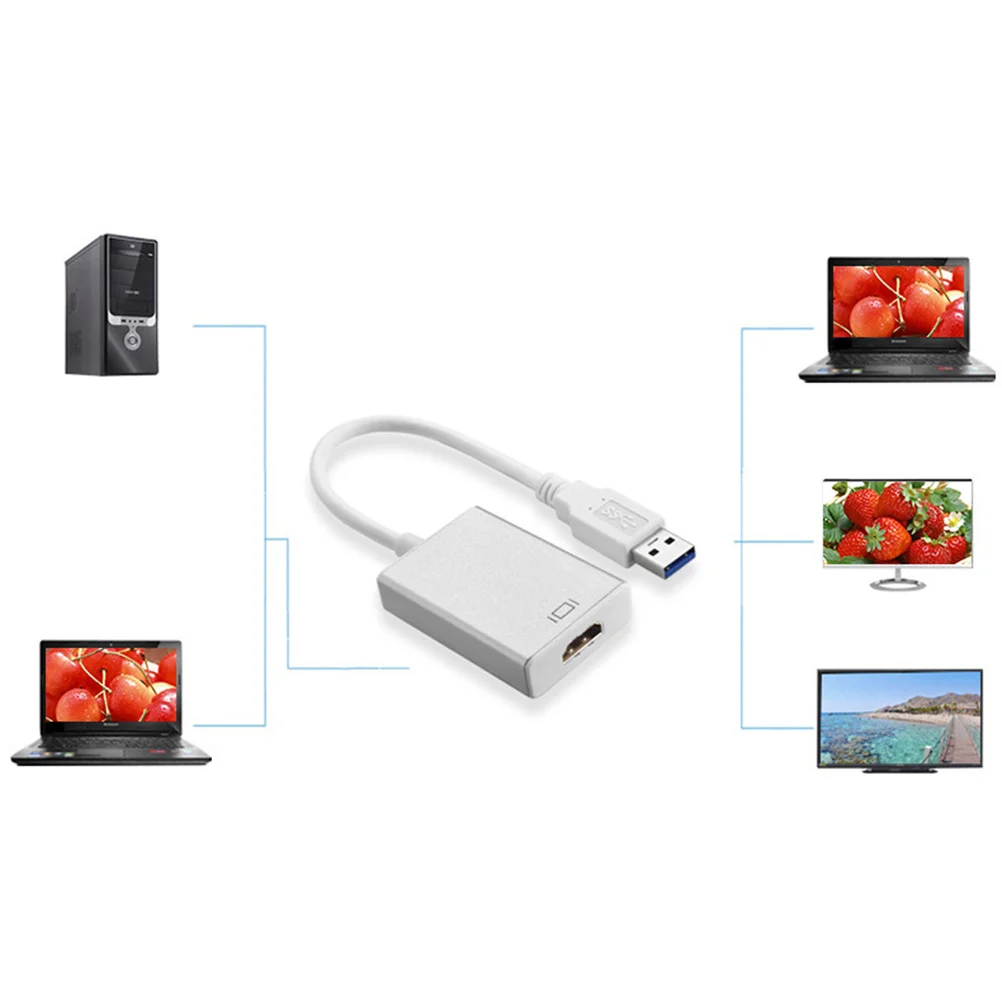 Cavo adattatore video USB 3.0 argento 1080p per laptop PC proiettore Hdtv multi-schermo 6 supporto display audio sincrono