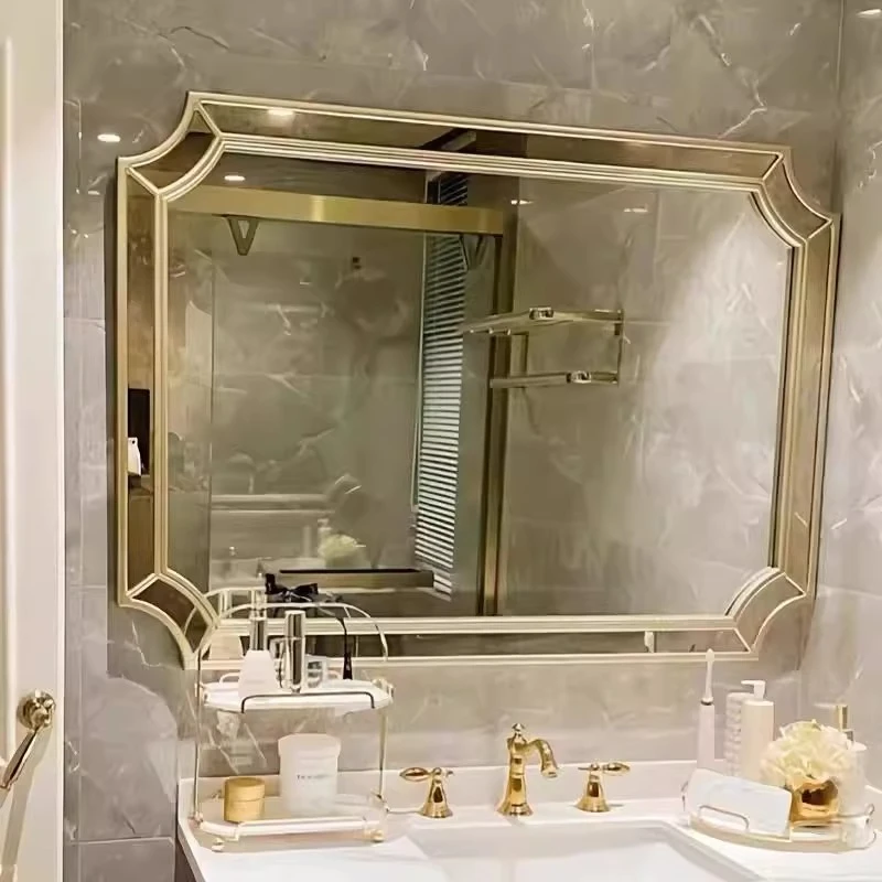French bathroom mirror wall-mounted bathroom ins washstand wall-mounted Led lamp anti-fog light luxury makeup mirror