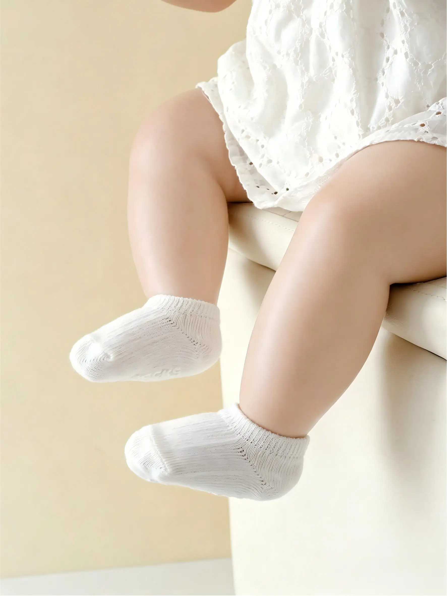 10 Pairs Solid White Baby Ankle Socks Soft Breathable Cotton Plain Short Socks Newborn Toddler 0-2Y Daily Basic Infant Socks