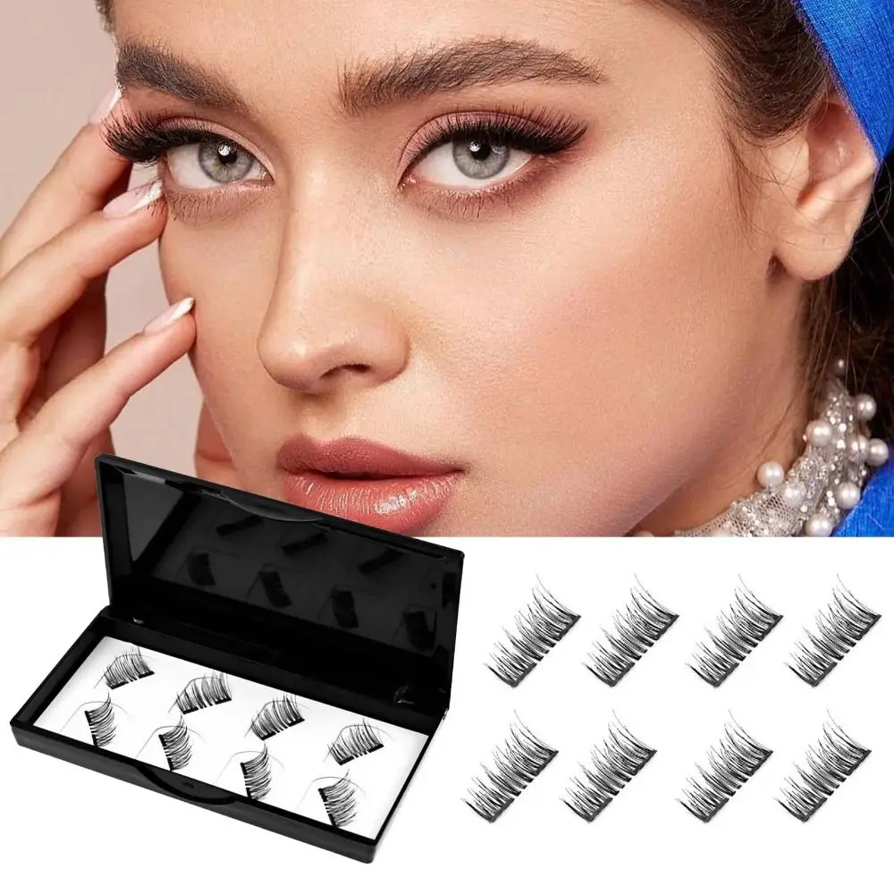 New Natural Look Magnetic Eyelashes No Glue Half Eye Magnetic Lashes Reusable 2 Magnets False Eyelashes