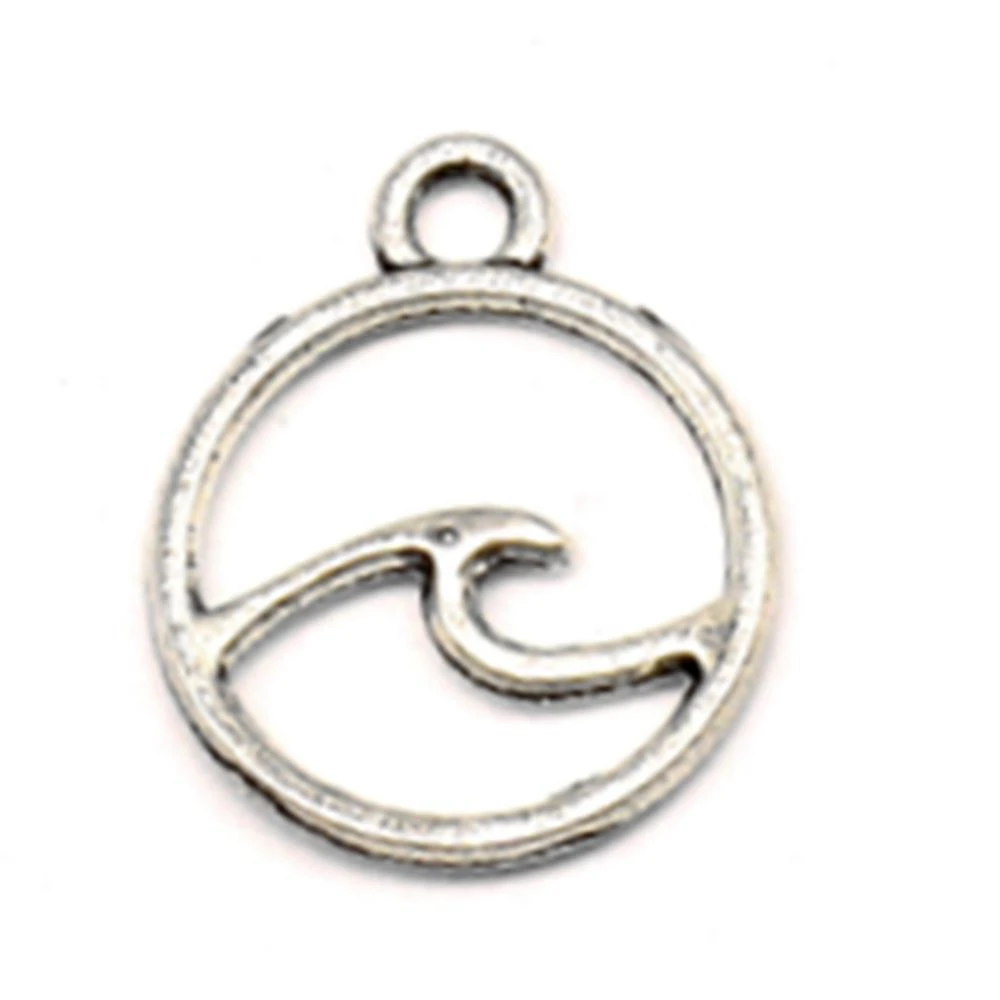 50pcs 12x15mm Waves Charms Pendants For Earrings For Crafts Cute Jewelry Antique Silver Color