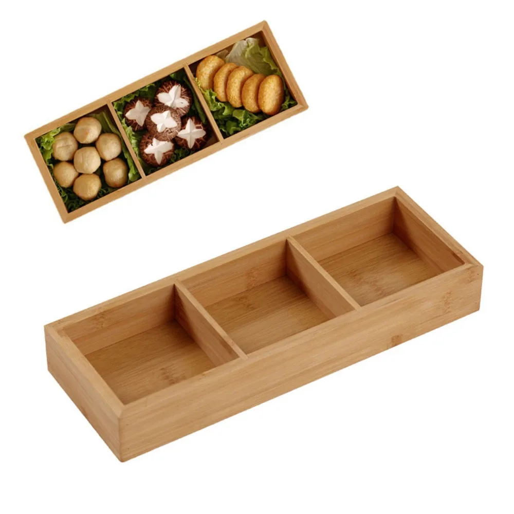 Bamboos Serving Tray Visible Bamboos Grain Independent Separate Food Platter Burr Free Multiple Grid Layout Optional