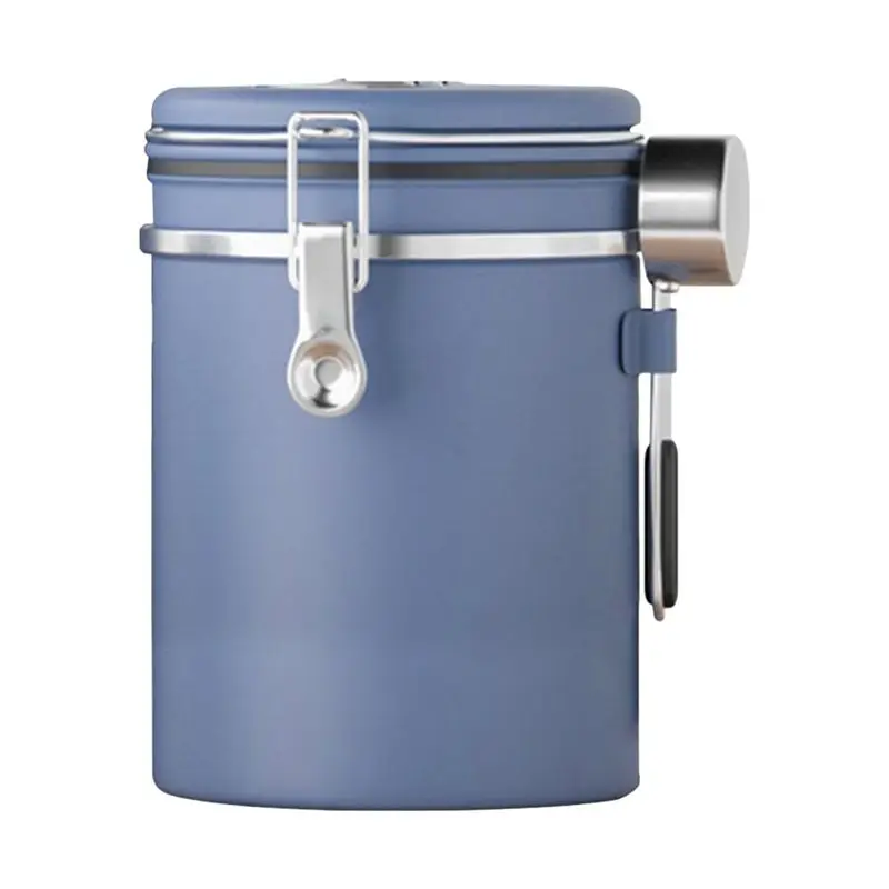 Recipiente hermético para café de acero inoxidable de 1800 ml con rastreador de fecha, cuchara medidora y bloqueo de frescura para cocina - A68E