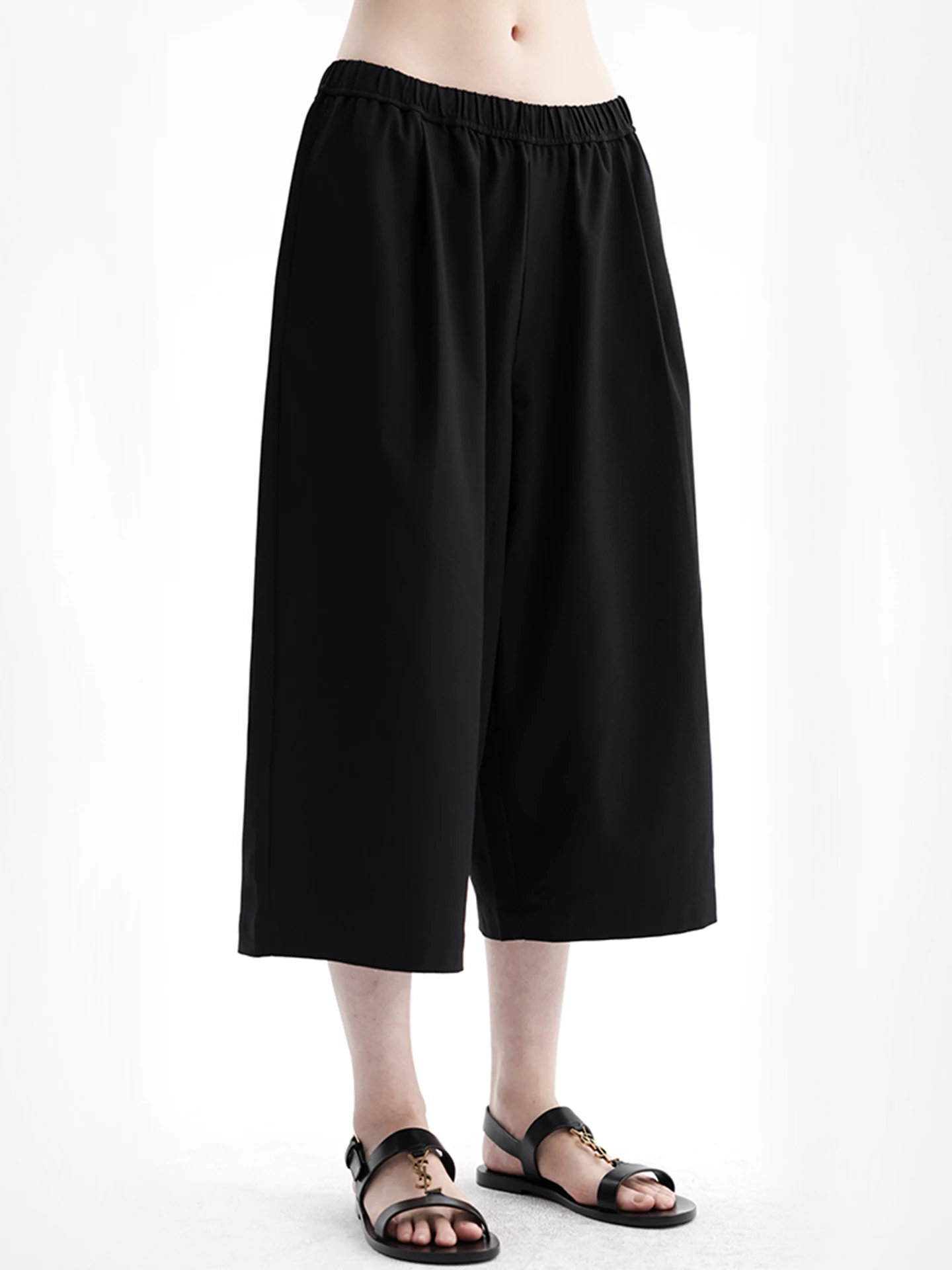 APOZi Collection Summer Thin Wide Leg Pants Loose Casual High Waist Straight Cut Cotton Blend Comfortable Eighteen Shorts