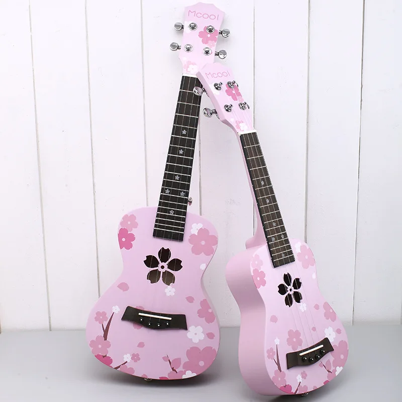 21 Inch Pink Soprano Ukulele Beginner Kids Student Mini Guitar Cherry Blossom Sakura Lightweight Portable Travel Gift Guitars view 2