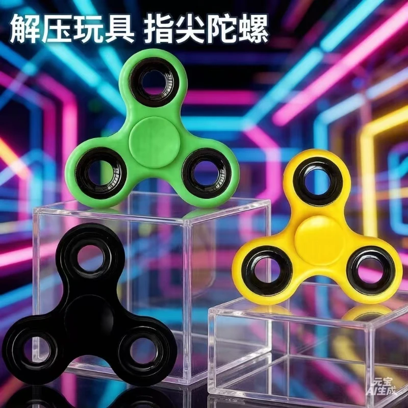 Hand Spinner EDC Fidget Toys Plastic Stand Metal Three-leaf Finger Pressure Relief Gyro Desk Stress Relief Toy for Kids Adults