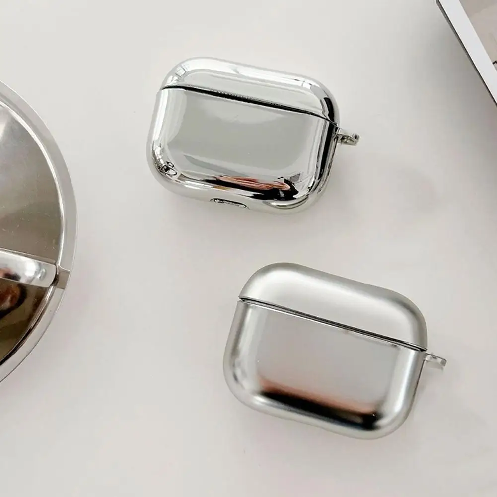 Para airpods 4 galvaniza caso do fone de ouvido simples capa protetora escudo caso prata metal fone de ouvido plástico caso protetor