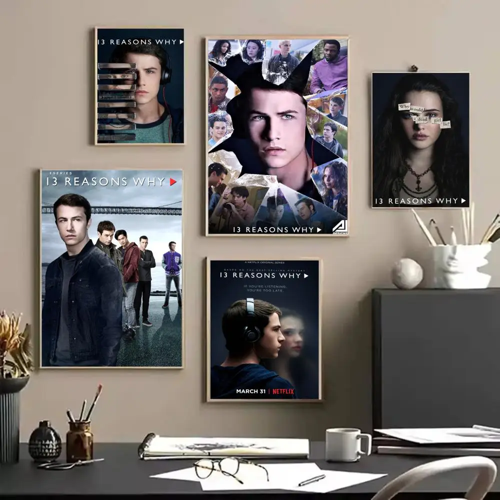 13 R-Roasons Why ملصقات ملصقات HD مقاومة للماء لوحة فنية جدارية لغرفة النوم وغرفة المعيشة ديكور المنزل هدية تزيين