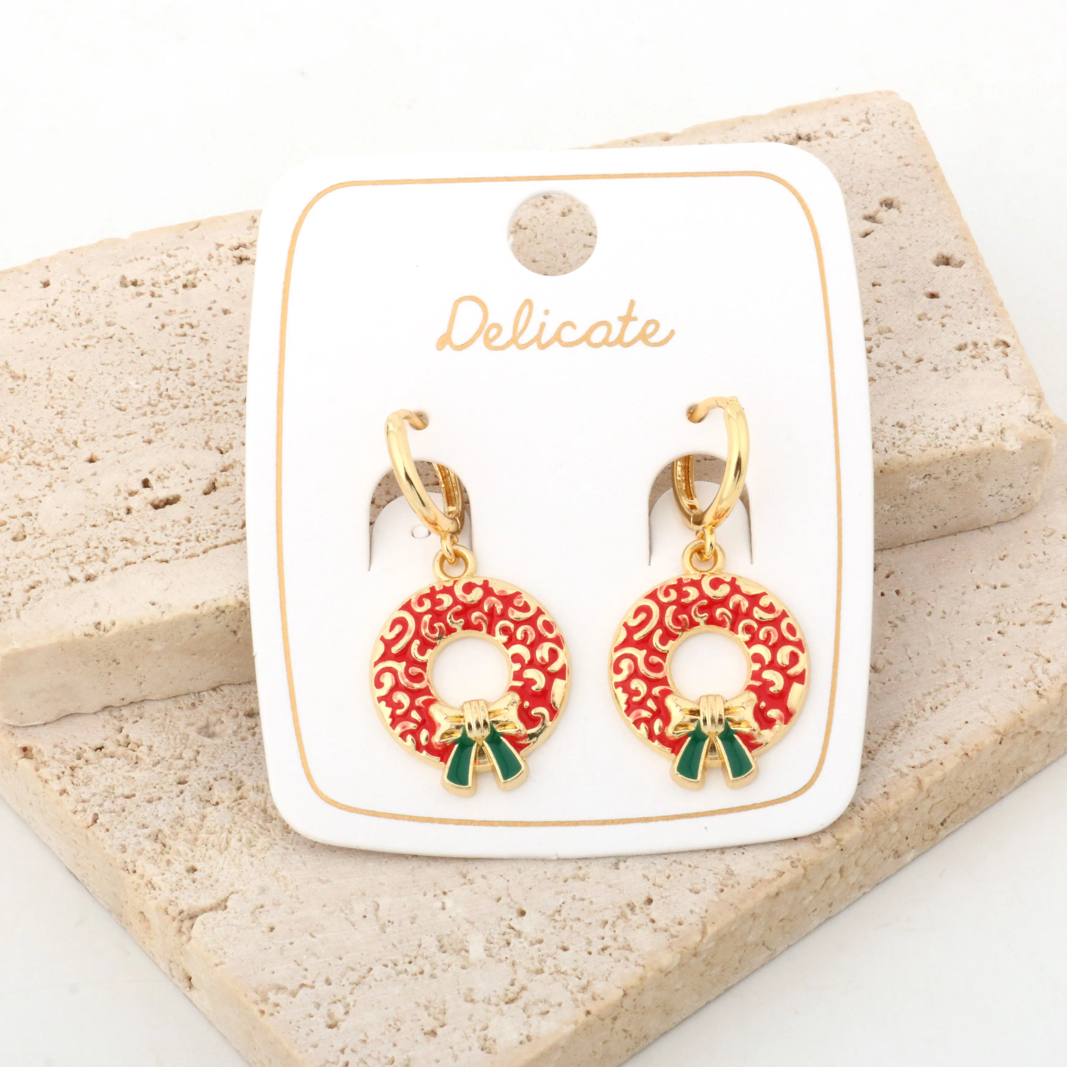 NYH European American Christmas Cute Santa Claus Oil Drop Jewelry Gifts Copper Alloy Earrings for Girl