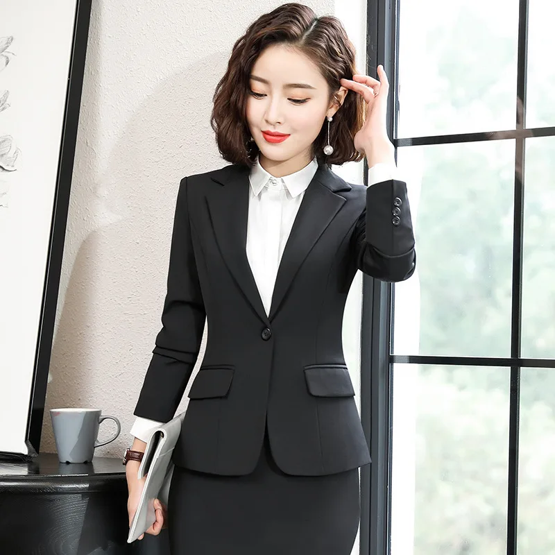 8816Spring and Autumn Business Wear Women's Long Sleeve Suit Interview Fashion Temperament Business Formal Wear Work Clothes