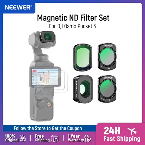 NEEWER Magnetic ND Filter Set Compatible with DJI Osmo Pocket 3 Creator Combo Accessories, Variable ND2-32 Black Diffusion