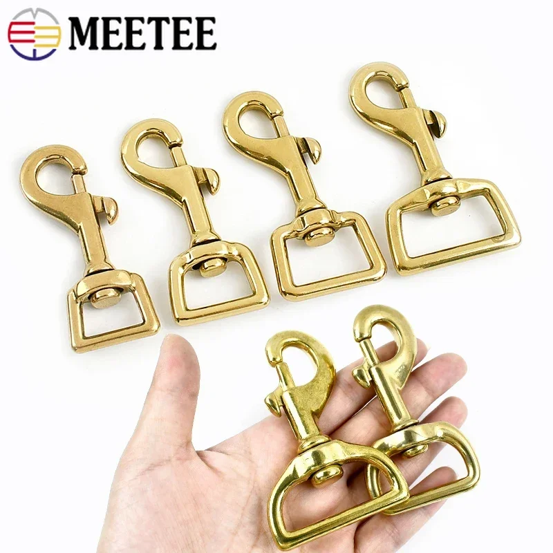 2/4Pcs 12-38mm Solid Brass Hook Buckles Dog Leash Keychain Spring Snap Hooks Swivel Lobster Clasp Carabiner DIY Accessories