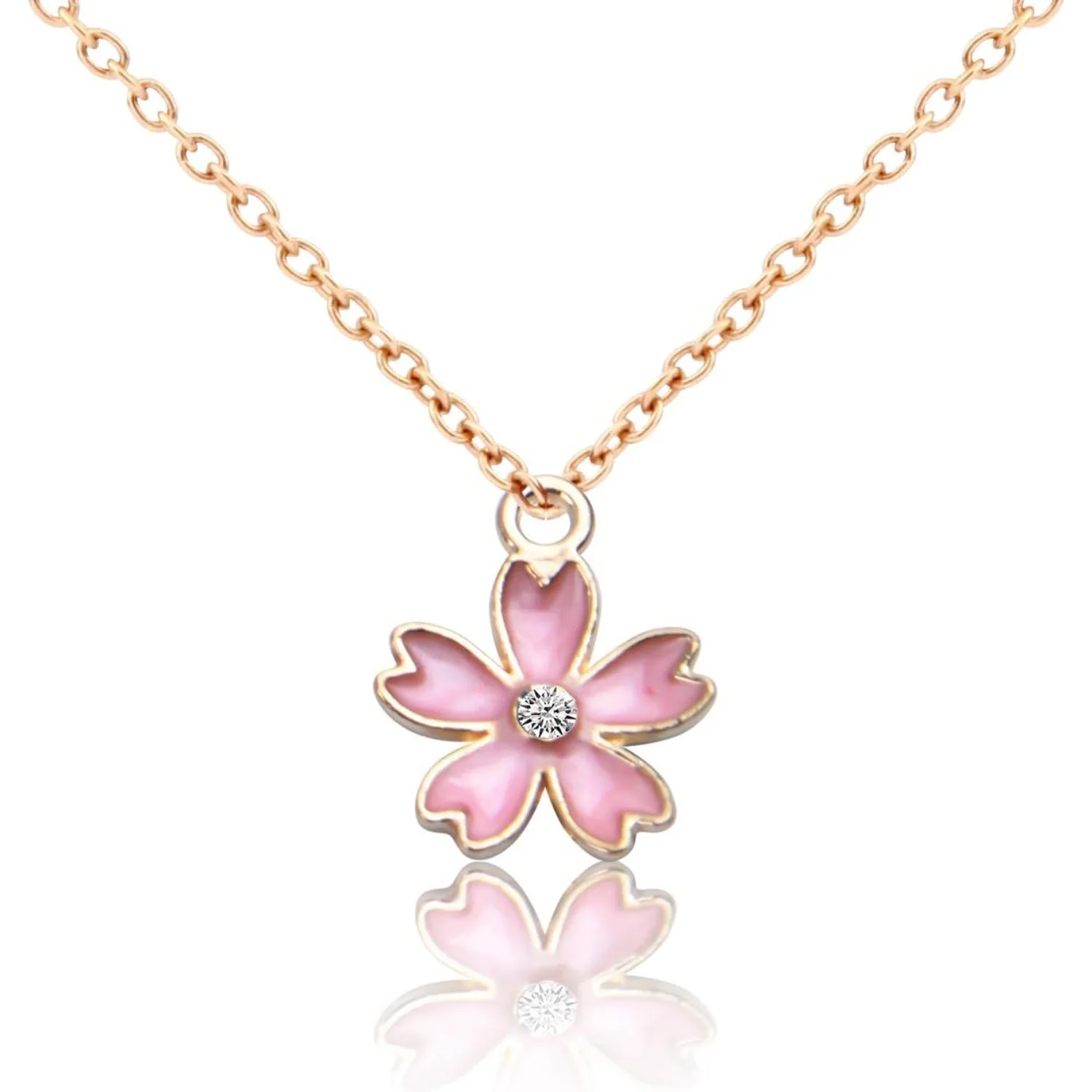 50 قطعة زهر الكرز قلادة المينا زهرة سحر صنع المجوهرات اكسسوارات ل عقد دي اي واي سوار ، 14*17 مللي متر ، 5 ألوان