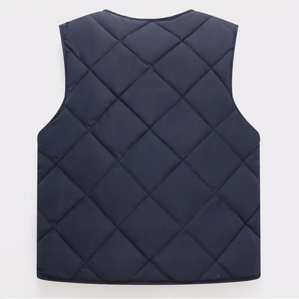 Fleece Lining Sleeveless Waistcoat Mid-aged Men's Winter Vest Jacket with Fleece Lining Pockets Fashionable for Warmth