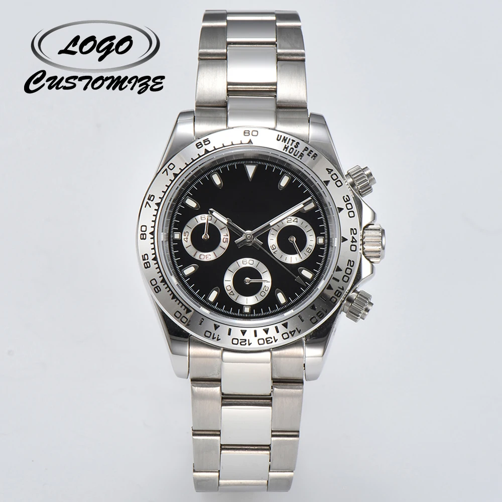 

Customizable and personalized logo, top panda three eyed quartz watch VK63, ceramic bezel inlaid with stainless steel strap