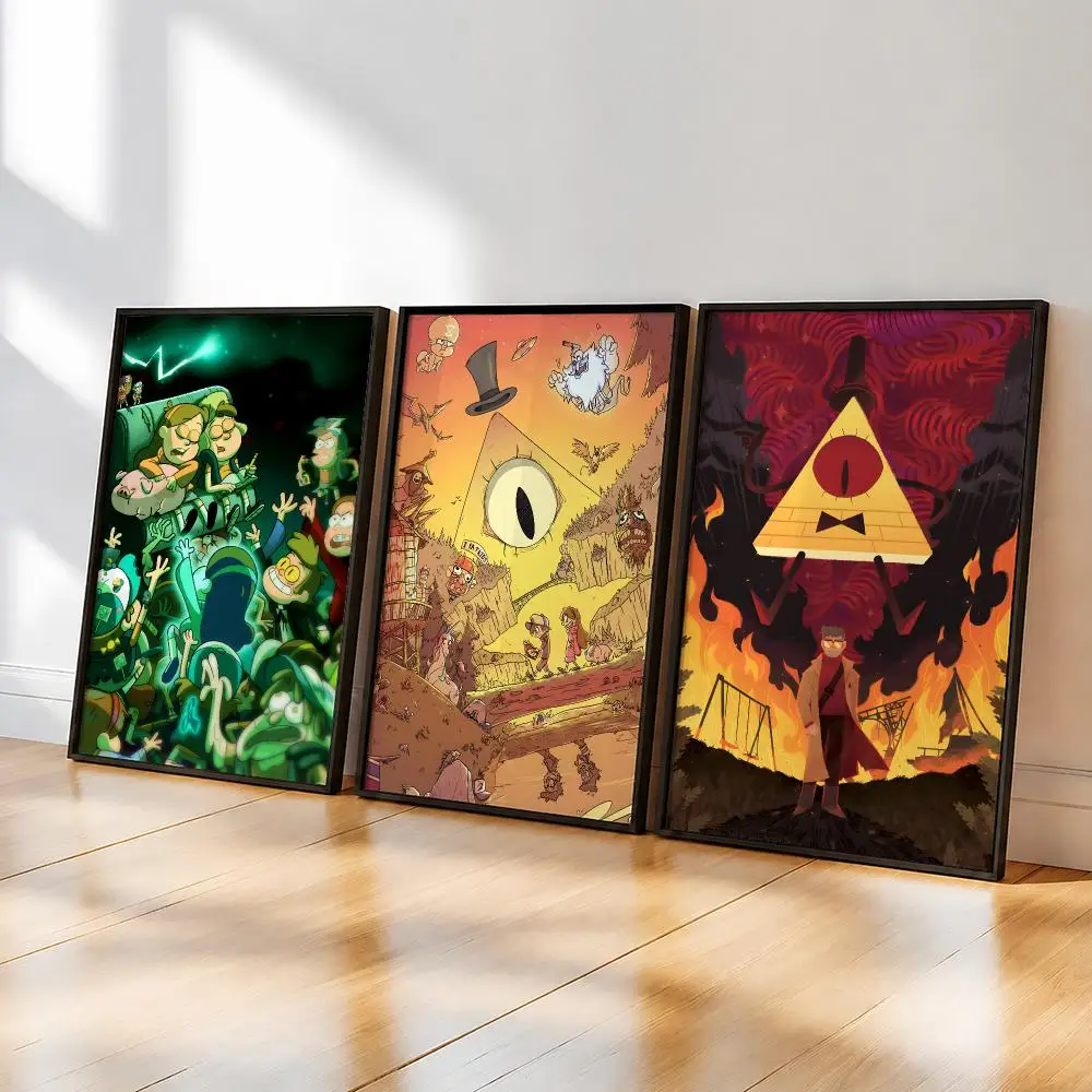 Cartoon G-Gravity Bill Cipher Dipper Poster HD Home Living Bed Room Sticky Wall Art Printing Waterproof Aesthetic Decor