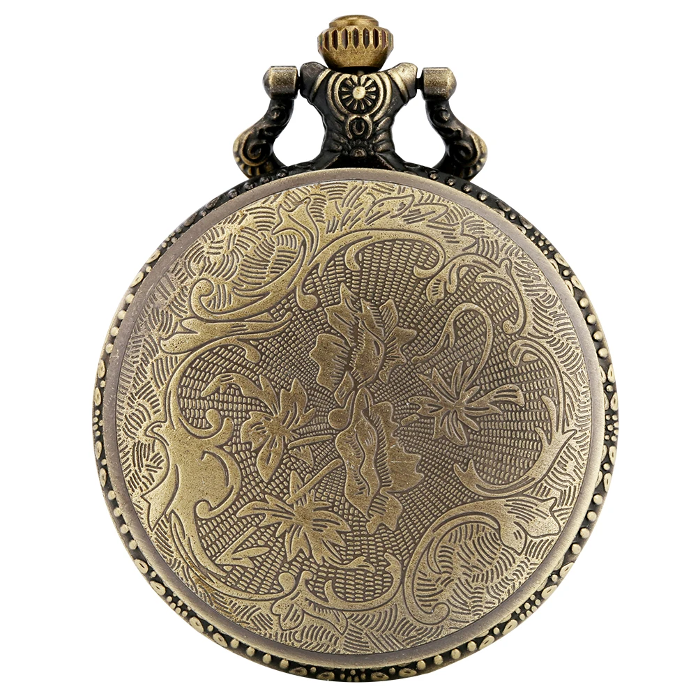 Vintage Bronze Elk Decor Quartz Pocket Watch Men Women Necklace Pendant Pocket Clock Retro Gift Arabic Numerals Dial Timepiece