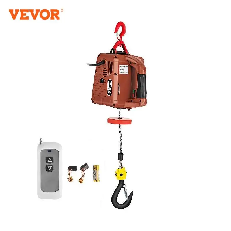 VEVOR-Mini cabrestante eléctrico portátil, grúa con cable de CA, 500Kg, 110V, 885000 M, con Control remoto