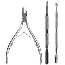 3Pcs Manicure Tools Set Stainless Steel Nail Art Clipper Cuticle Scissors Nail Cutter Pusher Dead Skin Remover Pedicure Tools